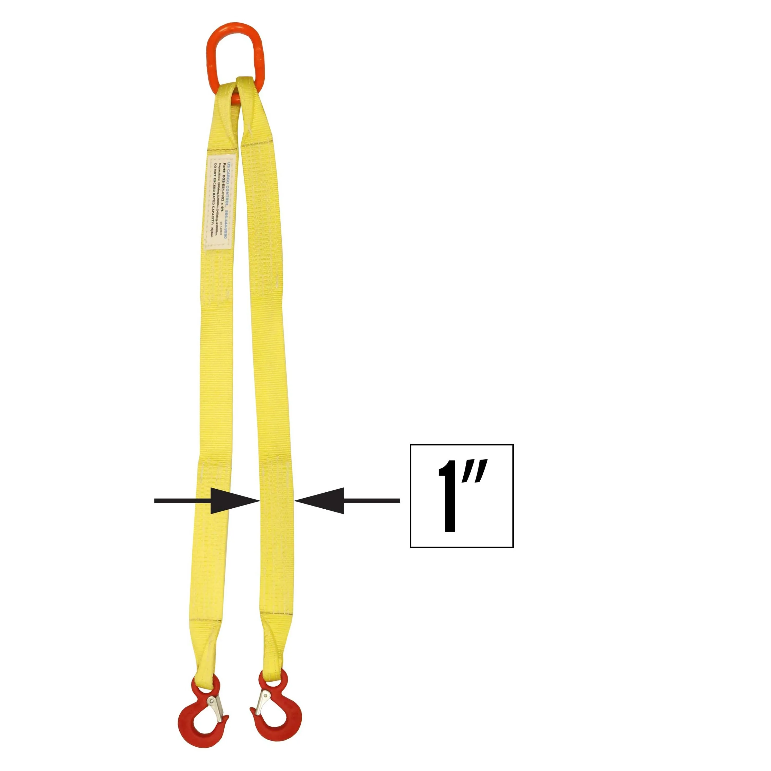 1"x4' (2 ply) Double Leg Nylon Sling w/ Master Link & Sling Hook