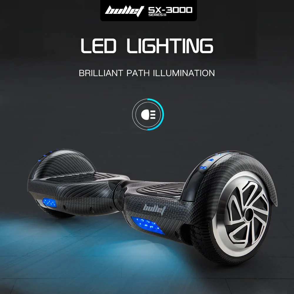 6.5" Carbon Fiber Hoverboard, 500W Motor, 15 km Range - Bullet
