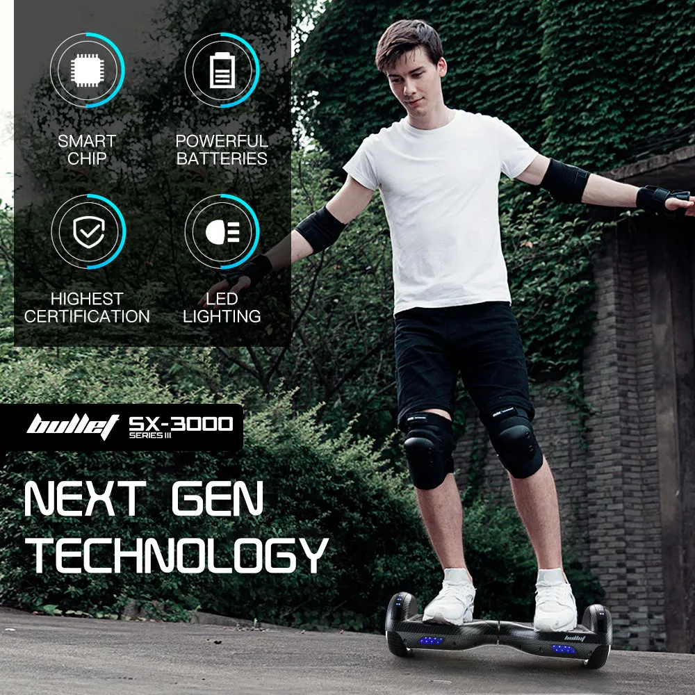 6.5" Carbon Fiber Hoverboard, 500W Motor, 15 km Range - Bullet