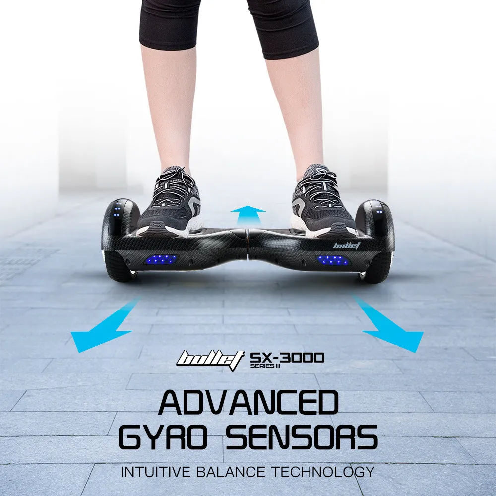 6.5" Carbon Fiber Hoverboard, 500W Motor, 15 km Range - Bullet