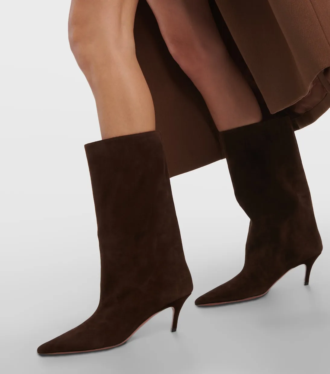 Amina Muaddi knee-high fiona 60 suede boots, brown
