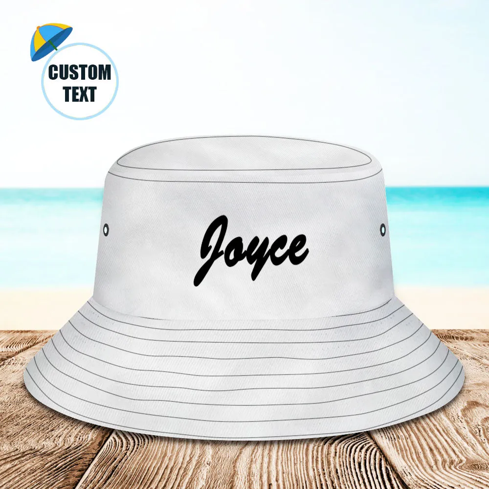 Custom Bucket Hat Unisex Bucket Hat with Text Personalised Wide Brim Outdoor Summer Cap Hiking Beach Sports Hats Gift for Lover White