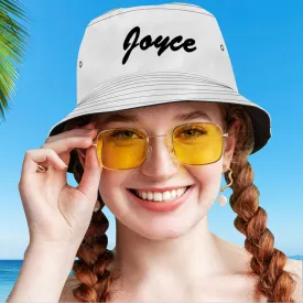 Custom Bucket Hat Unisex Bucket Hat with Text Personalised Wide Brim Outdoor Summer Cap Hiking Beach Sports Hats Gift for Lover White