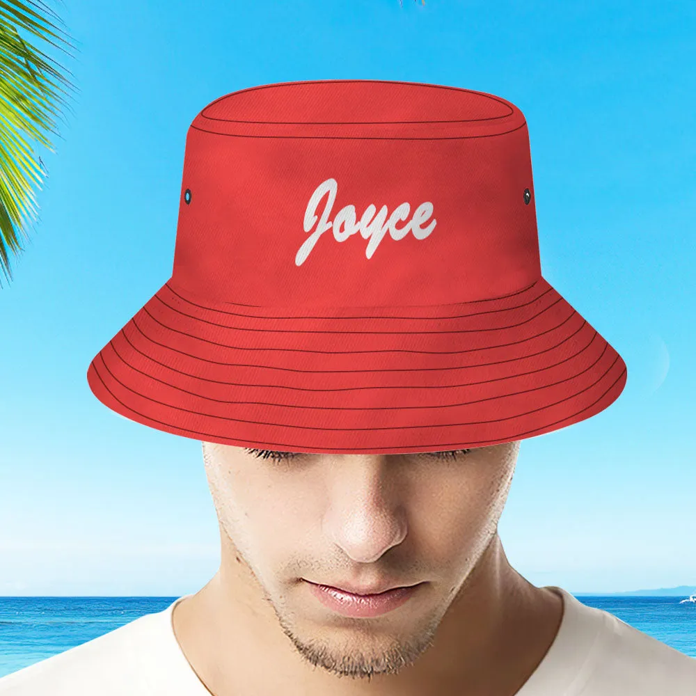 Custom Bucket Hat Unisex Bucket Hat with Text Personalised Wide Brim Outdoor Summer Cap Hiking Beach Sports Hats Gift for Lover White