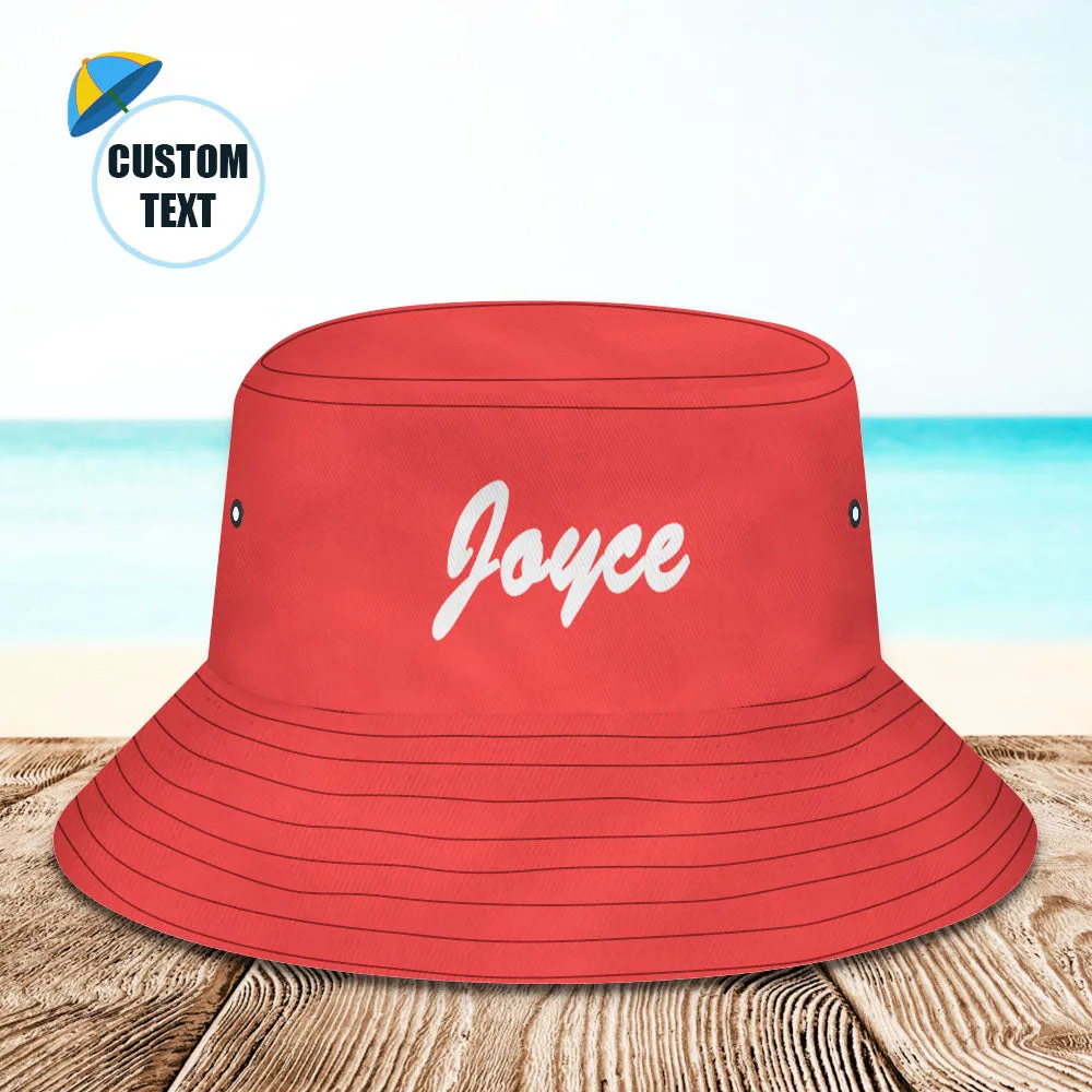 Custom Bucket Hat Unisex Bucket Hat with Text Personalised Wide Brim Outdoor Summer Cap Hiking Beach Sports Hats Gift for Lover White