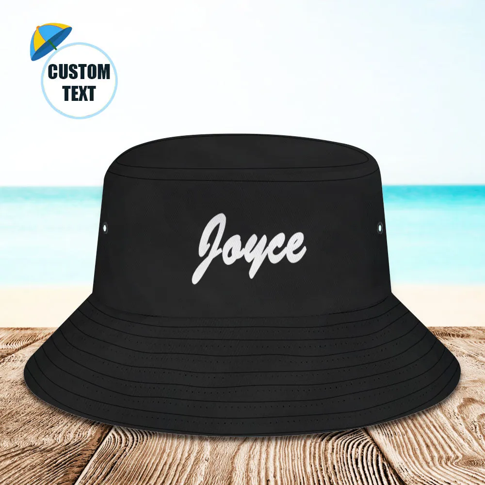 Custom Bucket Hat Unisex Bucket Hat with Text Personalised Wide Brim Outdoor Summer Cap Hiking Beach Sports Hats Gift for Lover White