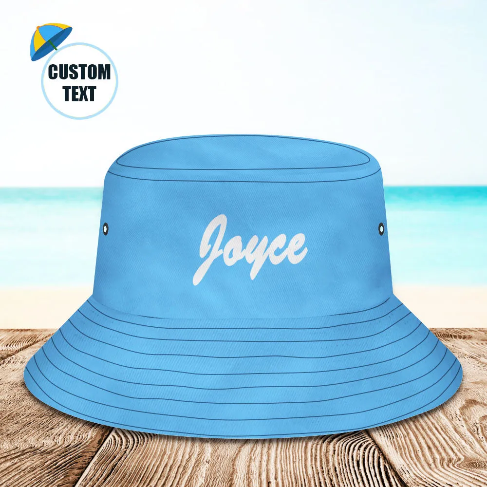 Custom Bucket Hat Unisex Bucket Hat with Text Personalised Wide Brim Outdoor Summer Cap Hiking Beach Sports Hats Gift for Lover White