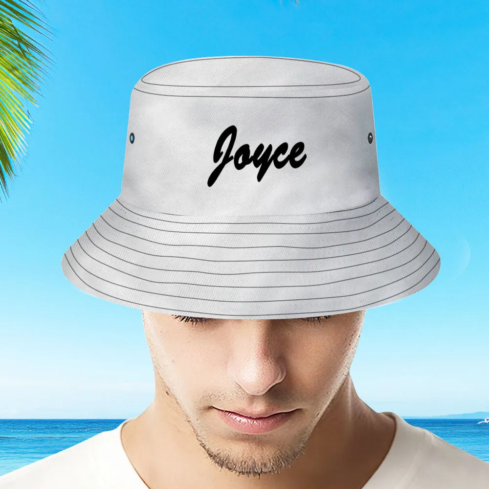 Custom Bucket Hat Unisex Bucket Hat with Text Personalised Wide Brim Outdoor Summer Cap Hiking Beach Sports Hats Gift for Lover White