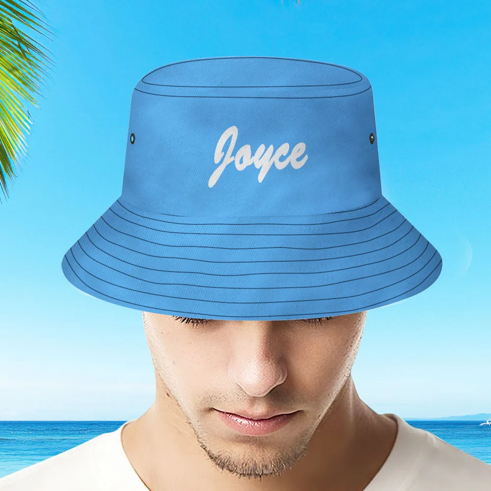 Custom Bucket Hat Unisex Bucket Hat with Text Personalised Wide Brim Outdoor Summer Cap Hiking Beach Sports Hats Gift for Lover White