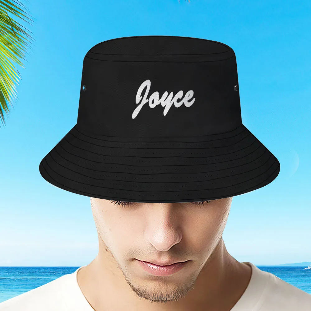 Custom Bucket Hat Unisex Bucket Hat with Text Personalised Wide Brim Outdoor Summer Cap Hiking Beach Sports Hats Gift for Lover White