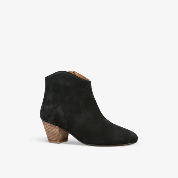 Dicker Suede Heeled Ankle Boots with Contrast Sole Isabel Marant, Black