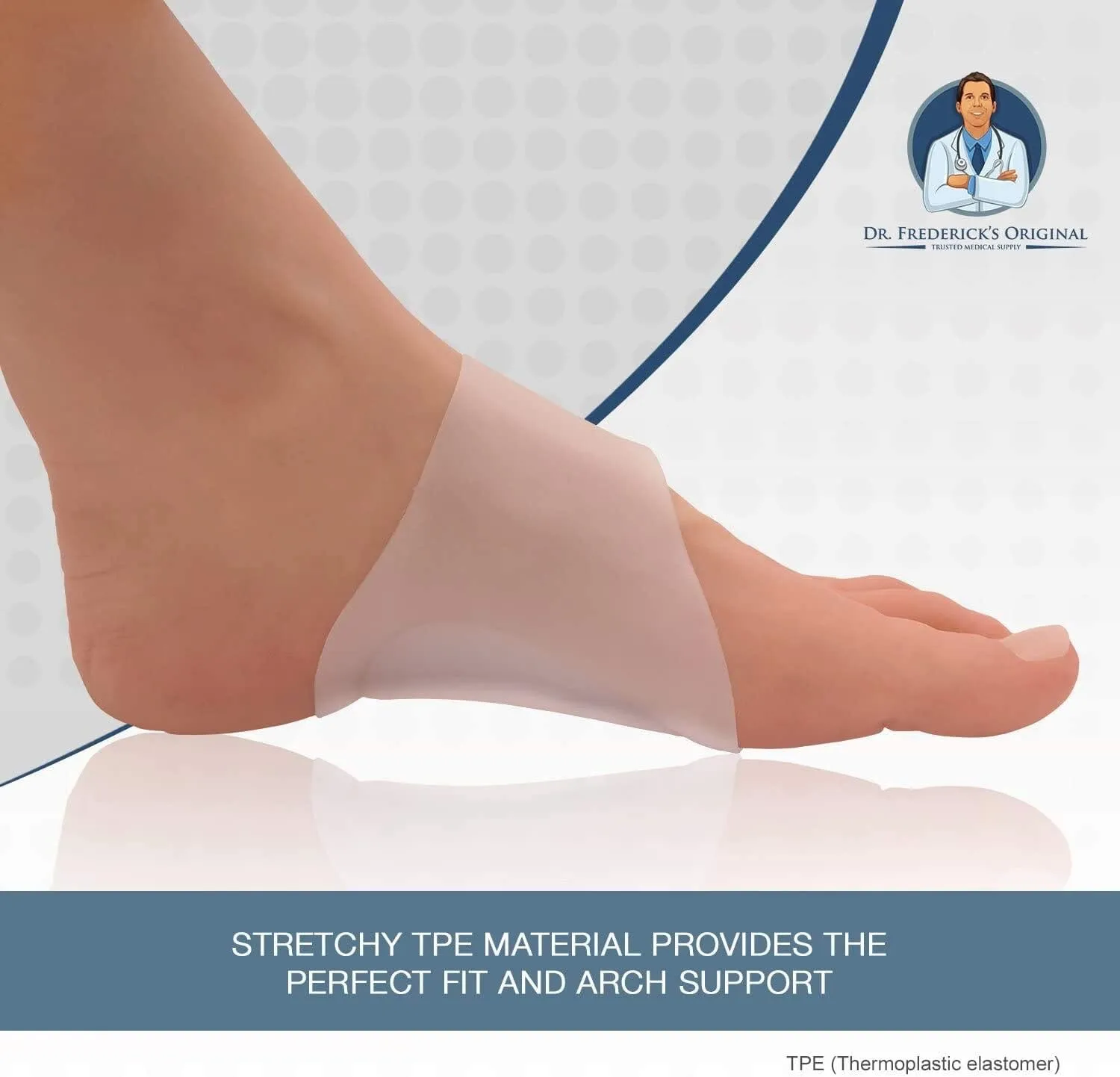Dr. Frederick's Original Arch Support Shoe Insert Gel Set - 2 Pieces - Soft Gel Sleeves for Plantar Fasciitis Support & Flat Foot Support - Pain Relief - Men & Women - LARGE - W8-14 | M6-13