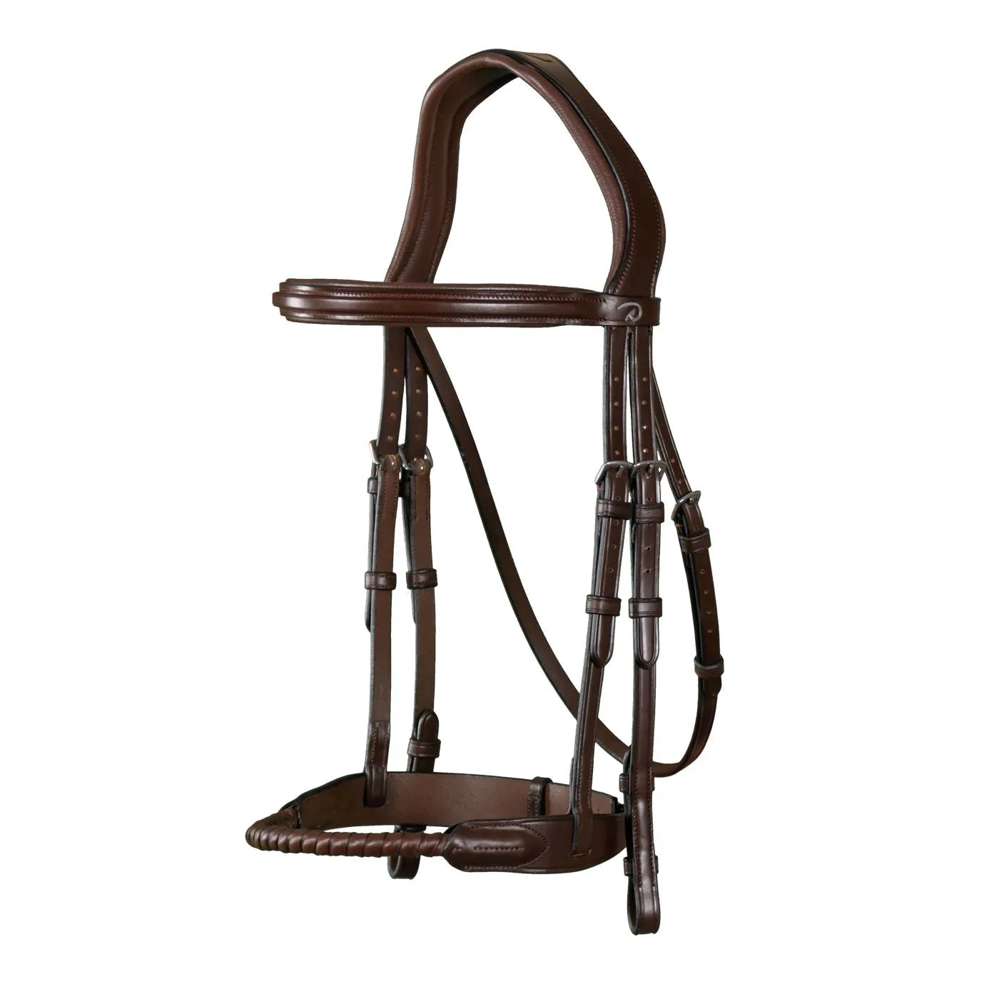 Dy'on New English Leather-Covered Rope Noseband Bridle - Brown