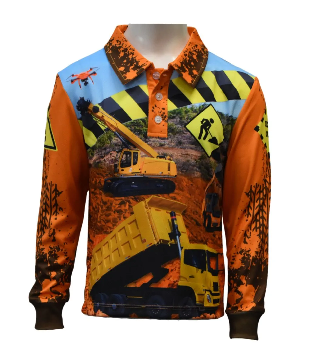 Kids Sun Shirts Long Sleeve - Construction
