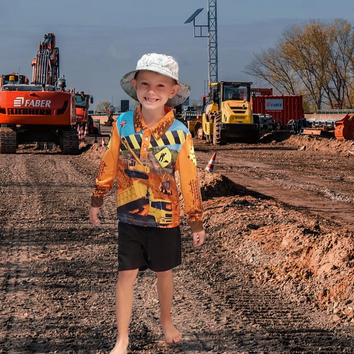 Kids Sun Shirts Long Sleeve - Construction