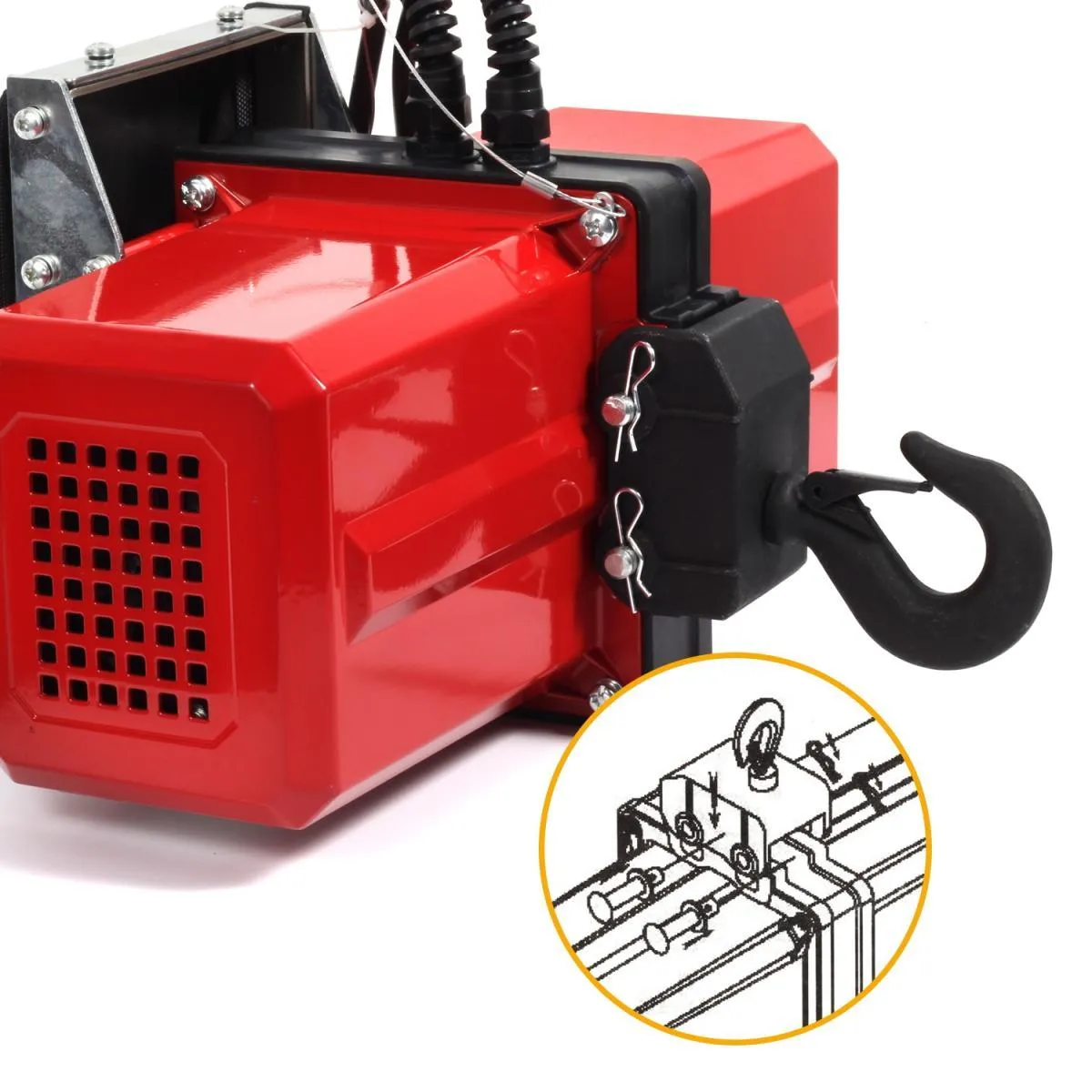 Partsam 1100lbs Lift Electric Chain Hoist Single Phase Overhead Crane Garage Ceiling Pulley Winch Hook Mount G80 Chain w Pendant Control and Towing Strap Sling (1/2T 110V), 10ft Lift Height, 2 Hooks