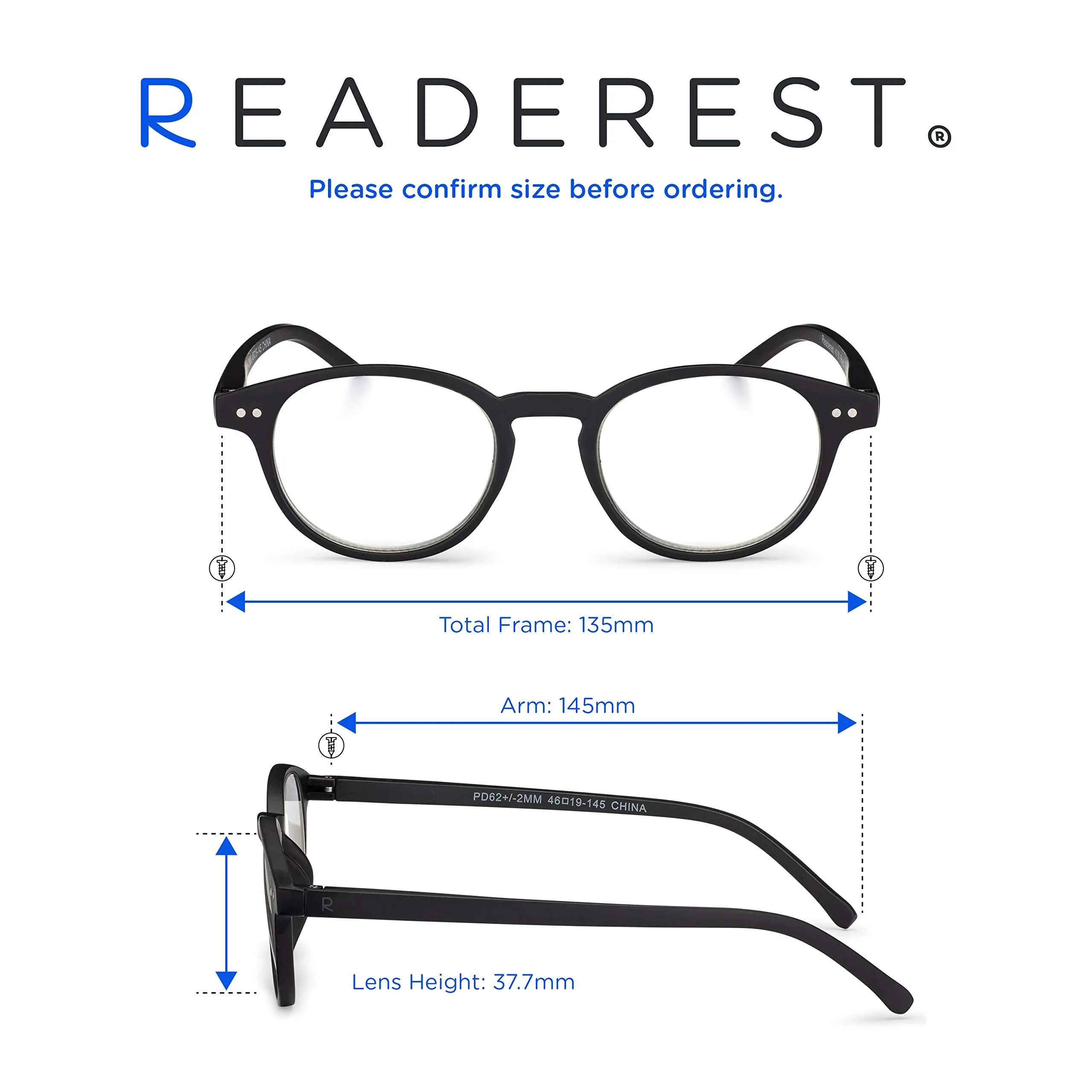 Round-Blue-Light-Blocking-Reading-Glasses-Black-2-75-Magnification-Computer-Glasses