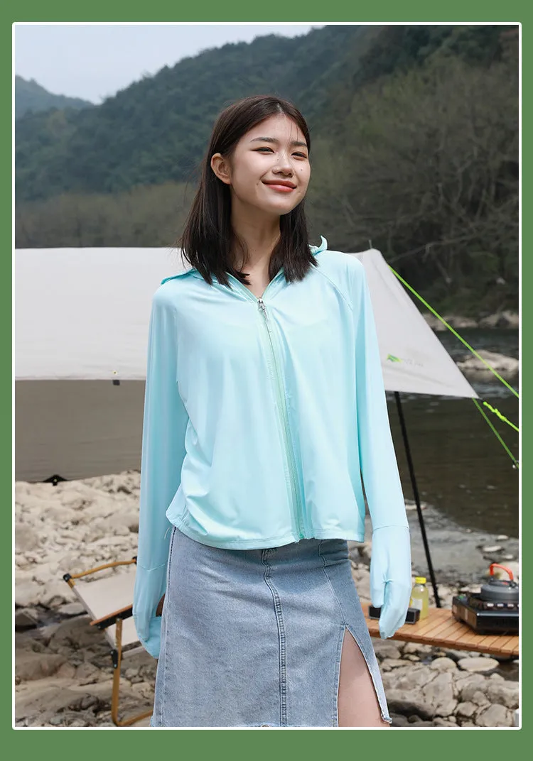 Sidiou Group Anniou Women's New Summer Thin UV Protection Jacket Breathable Lightweight Cardigan Ice Silk Sunscreen Shirts UPF 50  Clothing