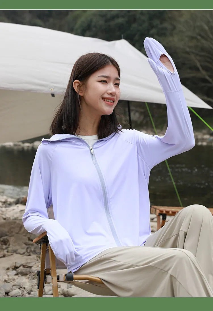 Sidiou Group Anniou Women's New Summer Thin UV Protection Jacket Breathable Lightweight Cardigan Ice Silk Sunscreen Shirts UPF 50  Clothing