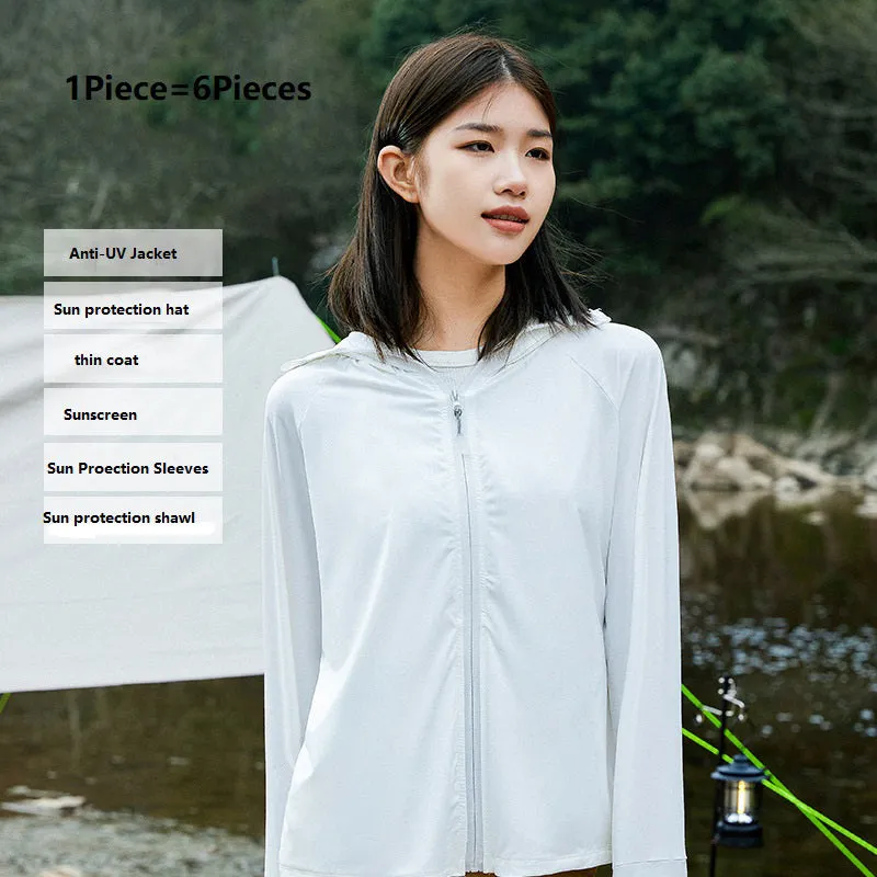 Sidiou Group Anniou Women's New Summer Thin UV Protection Jacket Breathable Lightweight Cardigan Ice Silk Sunscreen Shirts UPF 50  Clothing