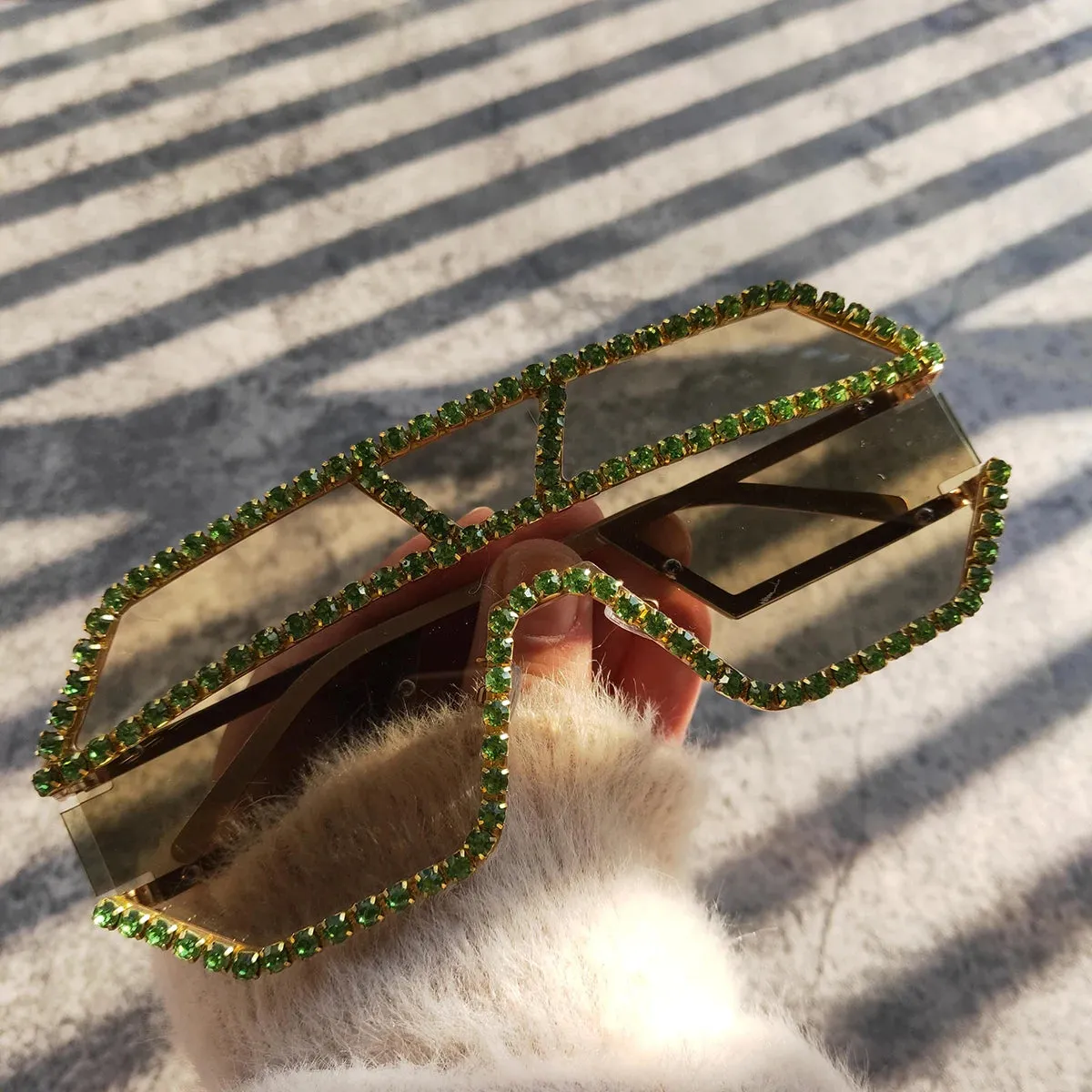 TEEK - Oversized Rhinestone Ready Border Eyewear