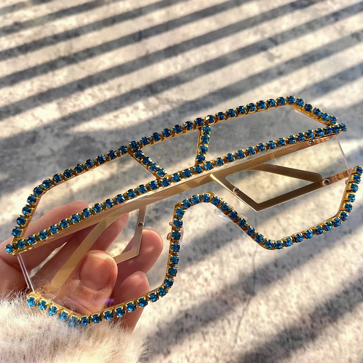 TEEK - Oversized Rhinestone Ready Border Eyewear