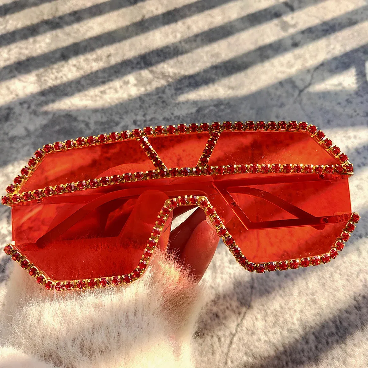 TEEK - Oversized Rhinestone Ready Border Eyewear