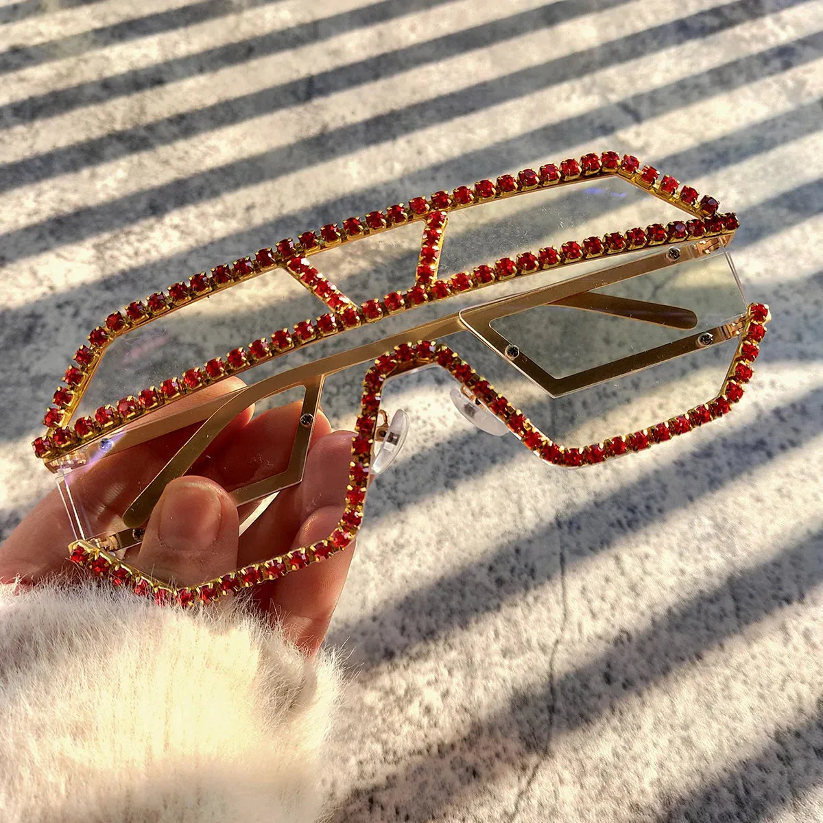 TEEK - Oversized Rhinestone Ready Border Eyewear