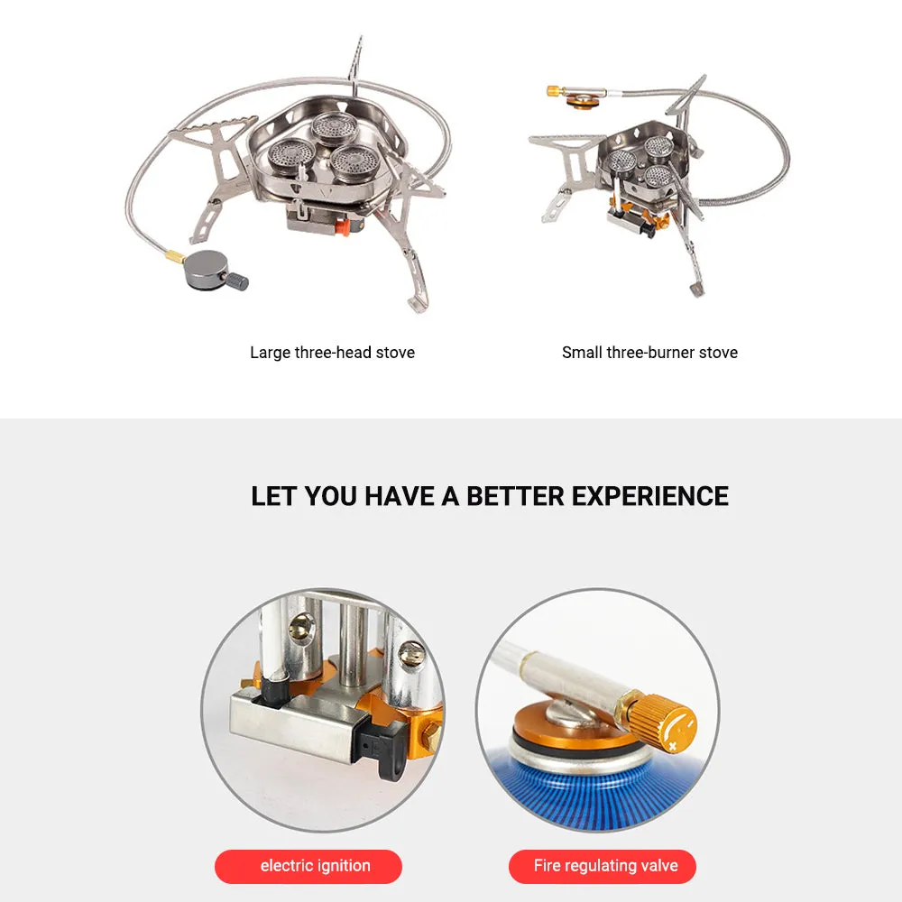 Three-burner stove windproof outdoor camping stove